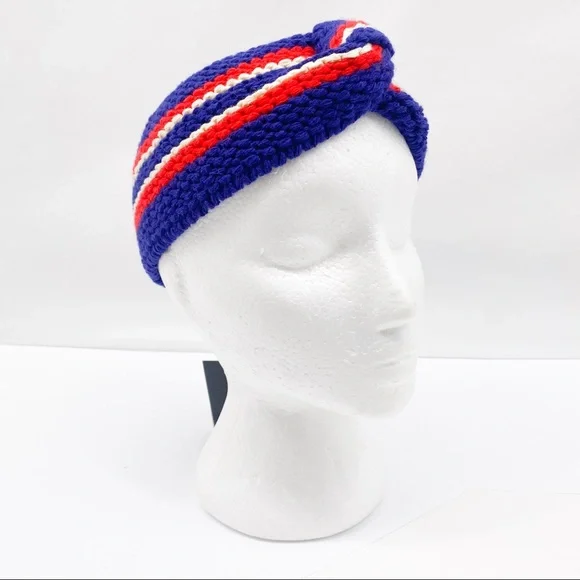 Gucci Knot Sweater headband Gucci Wool Blend Twist Headband In Navy and Red – Gavriel.us main image 4